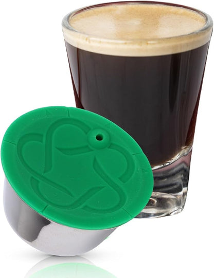 Reusable Stainless Steel Coffee Pod, Refillable Silicone Cup with Measuring Spoon for Machine