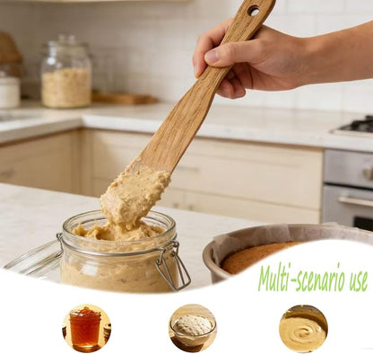 2 Pack Skinny Spurtle for Sourdough Starter, Extra Long Handle Sourdough Starter Mixer, Jar Spatula for Reaching Bottom, Dough Whisk & Kitchen Utensil Kit, Natural Wood Cooking Tools