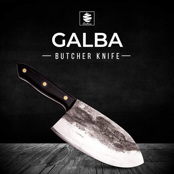 COOLINA Galba Butcher Knife, Full Tang Wide Blade, All-around Kitchen Knife for Meats and Bones