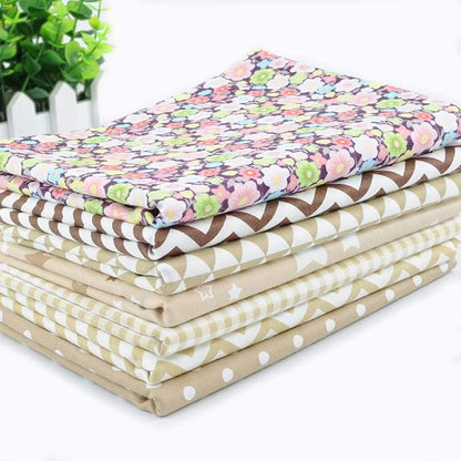 Fat Quarter Fabric Bundles Pre-Cut Checker Quilting Cotton Twill Plaid Printed Assortments Craft Cloth Bundle Squares DIY for Sewing Crafting Rose Flavor(Brown,18 by 20.5Inch)