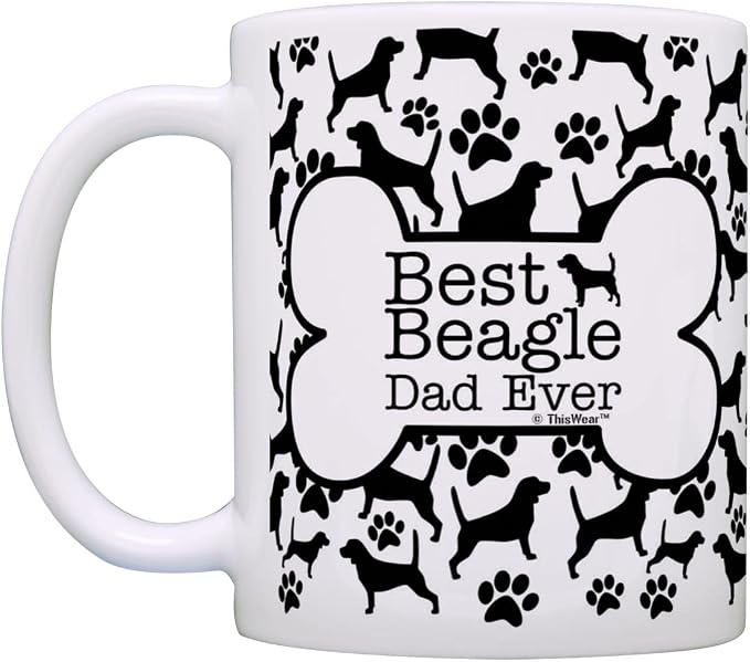 ThisWear Dog Owner Gifts Best Beagle Dad Ever Paw Pattern Gift 11oz 11oz Ceramic Coffee Mug with Handle
