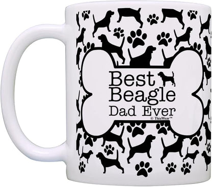 ThisWear Dog Owner Gifts Best Beagle Dad Ever Paw Pattern Gift 11oz 11oz Ceramic Coffee Mug with Handle