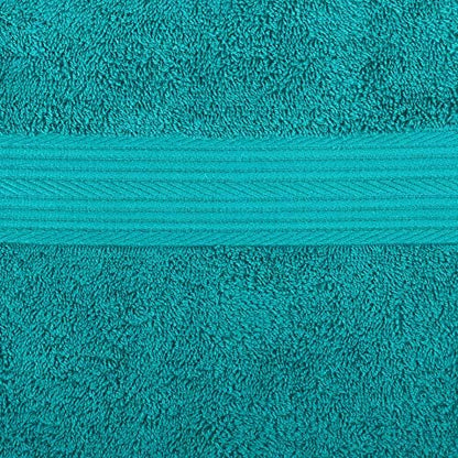 Amazon Basics 6-Piece Oversized Fade-Resistant Towel Set, 100% Cotton, Highly Absorbent, Soft, Teal, 2 Bath Towels, 2 Hand Towels, 2 Washcloths