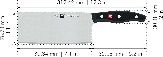 ZWILLING Twin Signature 7-inch Chinese Vegetable Cleaver, Razor-Sharp, Made in Company-Owned German Factory with Special Formula Steel perfected for almost 300 Years, German Knife