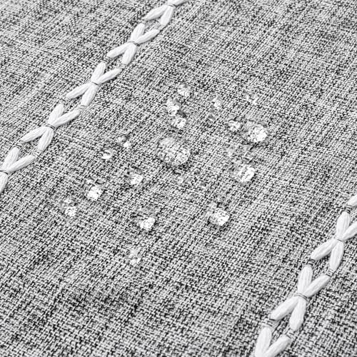 Boho Tassel Linen Shower Curtain,3D Embroidery Stripe Charcoal Grey,72x84