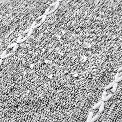 Boho Tassel Linen Shower Curtain,3D Embroidery Stripe Charcoal Grey,72x84