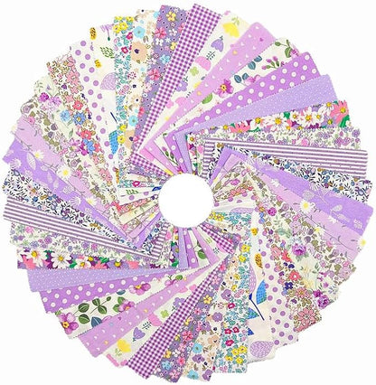 80 Pcs Jelly Roll Fabric Strips for Quilting Sewing 2.6" Precut Cotton Floral Fabric Strips Bundles with Wavy Edges, Perfect for Sewing Purple