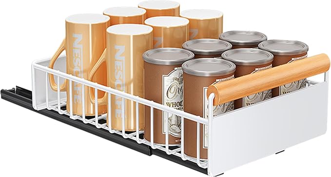Pull Out Cabinet Organizer,Heavy Duty Slide Out Pantry Shelves With Adhesive Nano Film, Sliding Drawer Storage for Kitchen, Pantry, Shelves（14.96"Dx9.44"Wx3.54”H）