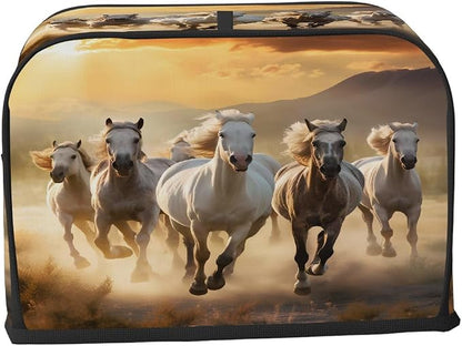 Animal Horse Toaster Cover 2 Slice Wide Slot Washable Toaster Covers | Running Horse Dust and Fingerprint Protection Bread Maker Covers for Kitchen Accessories Decor Bakeware Women Gift