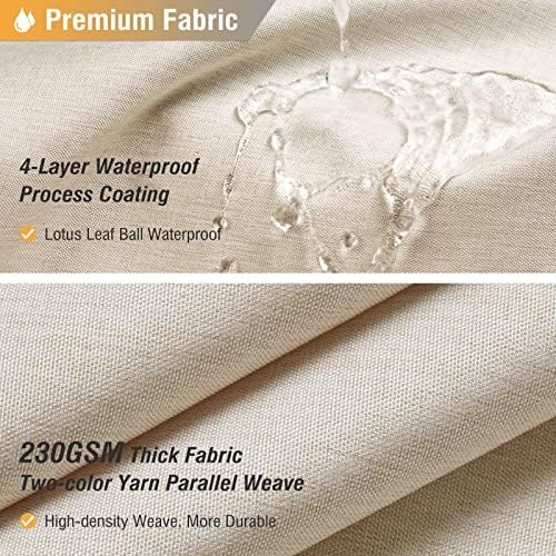 BTTN Beige Linen Textured Waterproof Cloth Shower Curtain Set, 72x72, Cream
