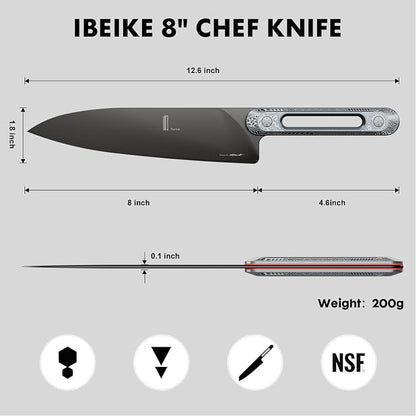 Japanese Chef Knife 8 Inch: ZDF-905 Powder Steel, Ultra Sharp Kitchen Knife, Full Tang Professional Chef Knife with Interchangeable Laser-Engraved Handles, Purism Series