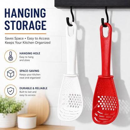 3 Pack Multifunctional Kitchen Cooking Spoon, Muulaii 6 in1 Kitchen Gadgets Strainers for Egg Yolk Separator- Grater Masher- Colander Skimmer Scoop