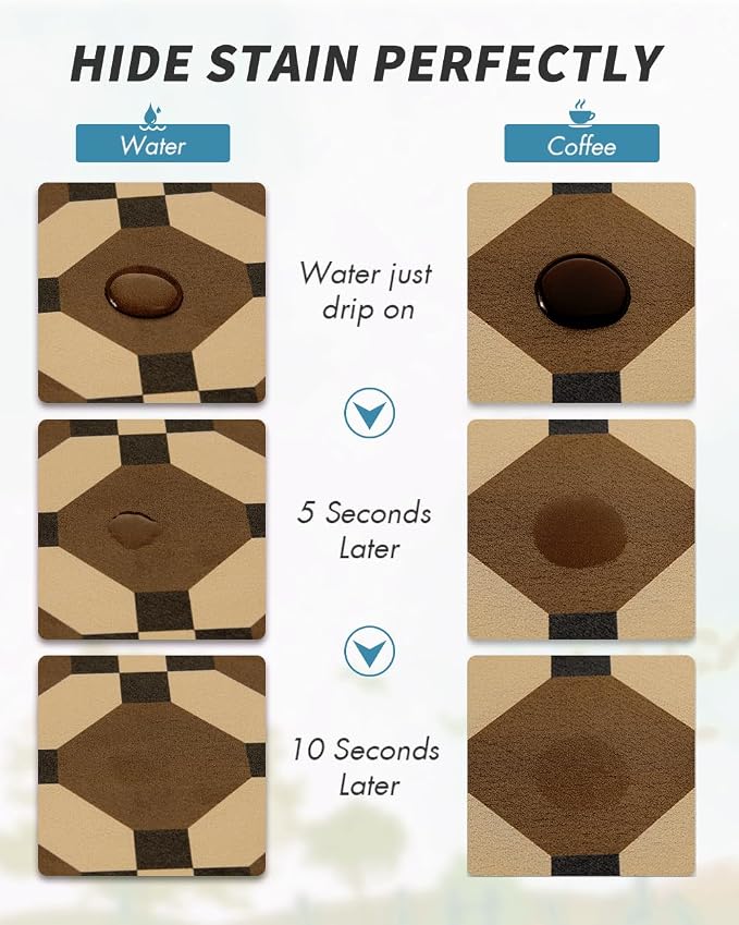 AMOAMI Coffee Mat Hide Stain Rubber Backed Absorbent Dish Drying Mat for Kitchen Counter - Fits Under Coffee Maker or Machine - 16X24