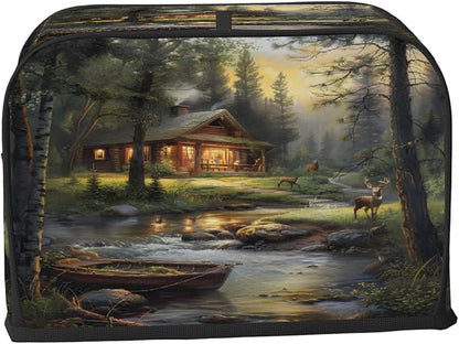 Forest Deer Animal Toaster Cover 4 Slice Wide Slot Washable Kitchen Appliance Covers Fingerprint Bread Machine Dust Cover Small Toaster Oven Accessories Covers Bread Maker Bag Women Gift
