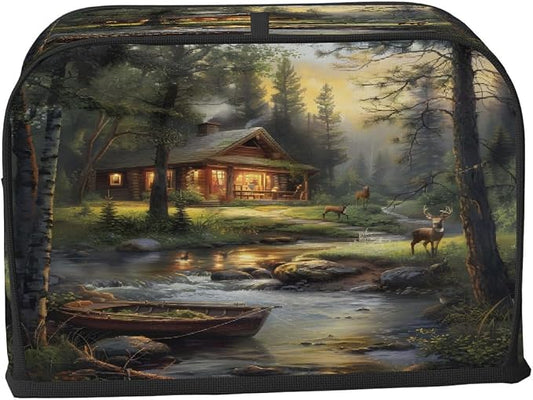 Forest Deer Animal Toaster Cover 2 Slice Wide Slot Washable Kitchen Appliance Covers Fingerprint Bread Machine Dust Cover Small Toaster Oven Accessories Covers Bread Maker Bag Women Gift