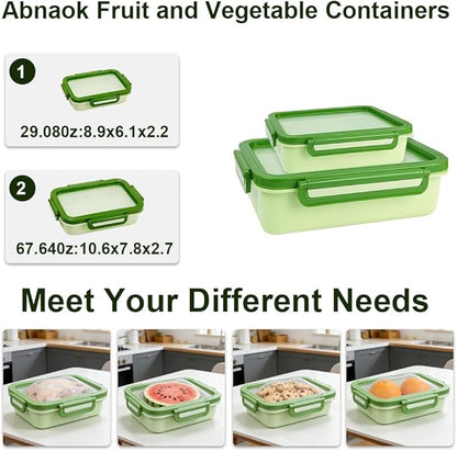 Abnaok 2PCS Reusable Large Fruit And Veggie Savers, Silicone Fruit Storage Box, Fruit Storage Pods For Food Saver, Ideal For Roast Chicken, Garlic, Onions, Lemons, Watermelon and Potatoes