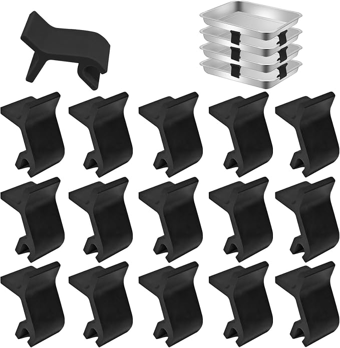 Baking Sheet Stackers,Meal Prep Baking Sheet And Dividers, Pan Separators For Stacking, Stackable Cooling Racks For Baking,Reusable Stacking Clips For Home Kitchen (16PCS-Black)