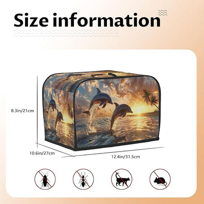Toaster Cover 4 Slice Wide Slot Beach Sea DolphinBread Toaster Oven Dustproof Cover Small Appliance Kitchen Covers Dust and Fingerprint Protection for Women Gift 4 Slice
