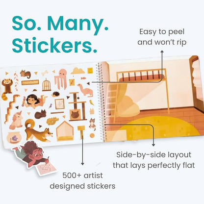 All The Different Rooms 500+ Sticker Book by Cupkin Fashion Toddler Travel Activity Coloring + Sticker Book, Road Trip Essentials, 12 Coloring Pages + Side by Side Scenes for Ages 2–8 Years