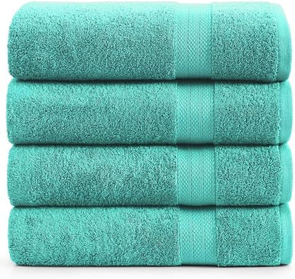 LANE LINEN Bathroom Towels Set (4 Pack)- 100% Cotton Luxury Bath Towels for Bathroom, Soft Shower Towels, Quick Dry Turkish Bath Towels, Super Absorbent Hotel Quality Bath Towel Set (28"x 54")- Teal