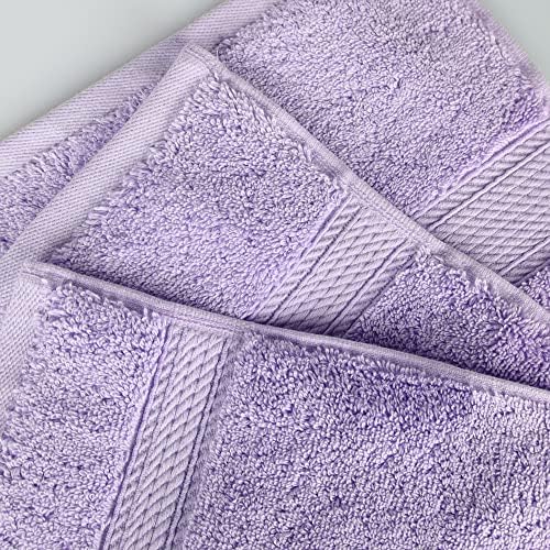 Superior Egyptian Cotton Plush & Absorbent, Face Towel Set of 6, Purple