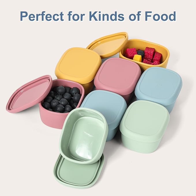 8 pcs 7 oz Silicone Snack Containers for Kids Small Food Containers with Lids, Fruit Container for Lunch, Stackable Lunch Container for Kids, Daycare, School and Travel