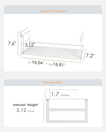 Under Shelf Storage Basket, 2-Pack Under Cabinet Shelf Organizer | Expandable Hanging Basket Holds 35 lbs Add-On Kitchen Pantry Cupboard Counter Laundry 10.04-16.81" W x 7.2" D x 5.12"H
