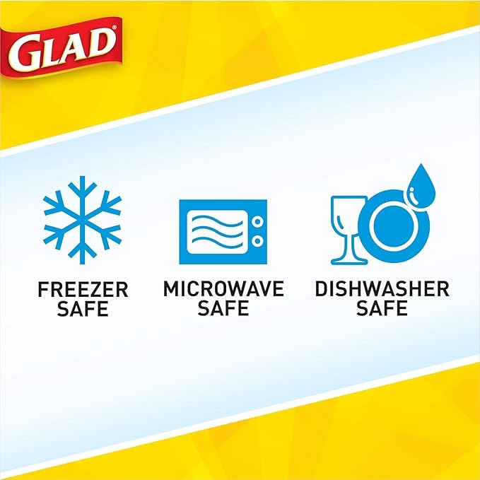 Glad GladWare Tall Entree Food Storage Containers with Snap Lids, Large Square BPA Free Plastic for Meal Prep, 42 Oz, Microwave Dishwasher Safe, 3 Count, 2 Pack Multi-Pack