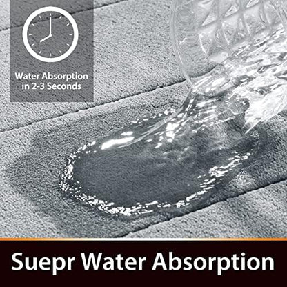 Yimobra Memory Foam Bath Mat, Super Soft Absorbent Bathroom Rug Non Slip, Quick Dry, Machine Washable Floor Carpet for Tub Shower, Home Decor Accessories, 24x17, Silver