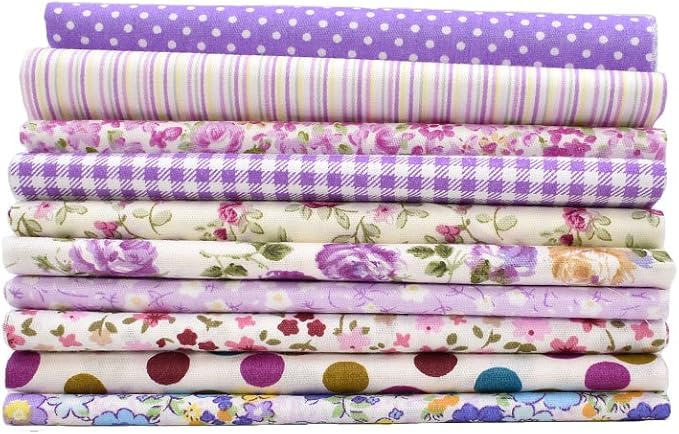 10pcs 12 x 12 inches (30cmx30cm) Print Purple Series Fabric Bundle Squares Patchwork DIY Sewing Scrapbooking Quilting Pattern Artcraft