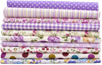 10pcs 12 x 12 inches (30cmx30cm) Print Purple Series Fabric Bundle Squares Patchwork DIY Sewing Scrapbooking Quilting Pattern Artcraft