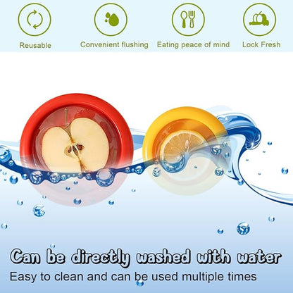 Reusable Fruit and Vegetable Storage Containers Lemon Keeper Tomato Holder Silicone Food Savers Fresh Stretch Pod for Fridge 2 Pack