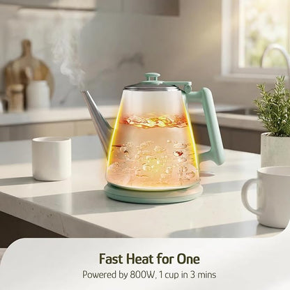 Hazel Quinn Electric Kettle - 1L/34oz Small Tea Kettle, 800W Fast Boil, All 304 Stainless Steel Interior, Double Wall for Cool Touch and Thermal, Auto Shut-Off, BPA-Free, Cordless - Mint Green