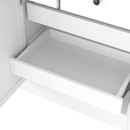 VilroCaz 75'' Tall Freestanding Kitchen Pantry Cabinet, Wood Large Cupboard Storage Buffet with Hutch, 4 Drawers, Door Shelves and Pull-Out Trays for Dining Room, Living Room (White-10.13)