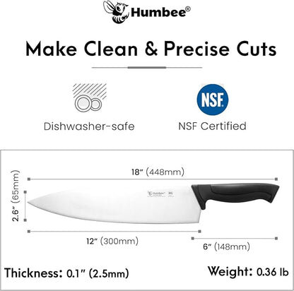 12-Inch Chef Knife, NSF Certified Razor-Sharp High Carbon Stainless Steel Blade – Ergonomic Color Coded Handle, Non-Slip Grip Kitchen Knife, DT-10 Series, Black