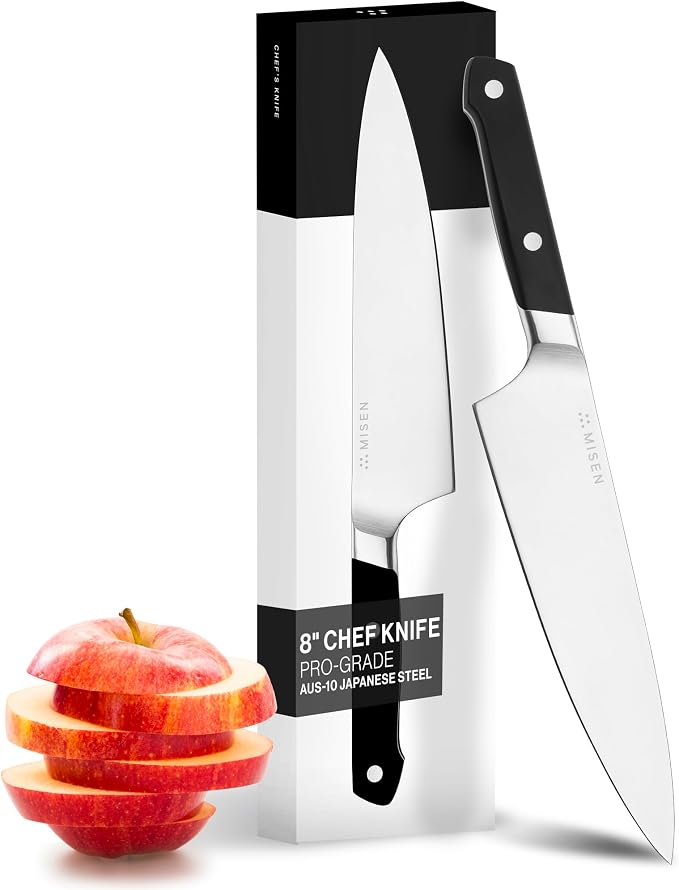 Misen 8 Inch Chef Knife, AUS-10 Japanese Stainless Steel - Black