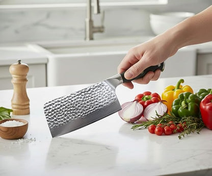 KANKA Grill 7" Damascus Steel Meat Cleaver Knife - Heavy Duty Butcher, Chopper, Razor Sharp, 67 Layers, G10 Black Fiberglass Handle, High Carbon Blade for Meat, Vegetables & Bone Cutting