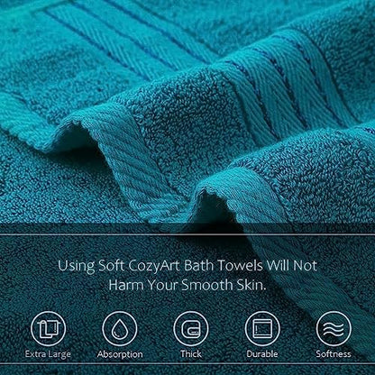 COZYART Luxury Hand Towels 4 PCS, Teal 100% Turkish Cotton 650 GSM