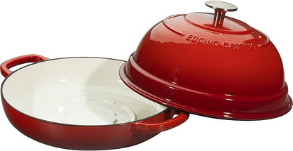 EDGING CASTING Enameled Cast Iron Dutch Oven Pot with Lid, Round Bread Oven for Homemade Sourdough Bread Baking, 6 Quart, Red