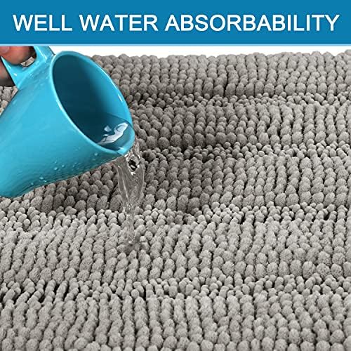 H.VERSAILTEX Bath Rugs for Bathroom Non Slip Bath Mats Extra Thick Chenille Striped Rug 20" x 32" Absorbent Non Skid Fluffy Soft Shaggy Washable Dry Fast Plush Mat for Indoor, Bath Room, Tub - Dove