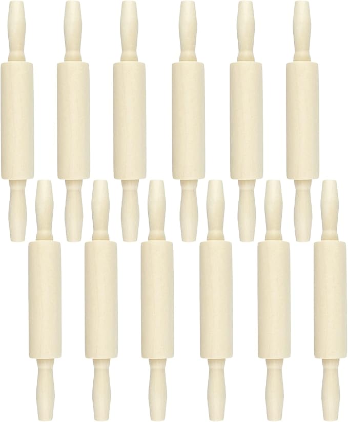 12 Pack Wood Small Rolling Pin for Kids, 7.9 Inch Kids Rolling Pin for Home Kitchen (7.9 Inch)