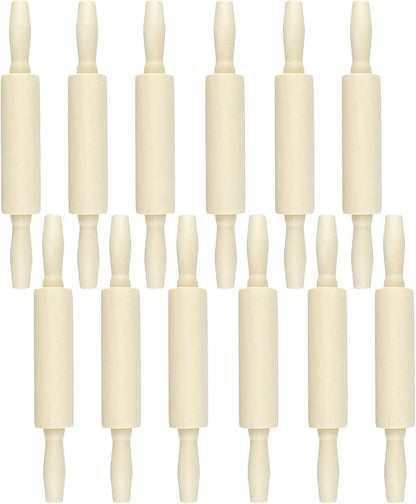 12 Pack Wood Small Rolling Pin for Kids, 7.9 Inch Kids Rolling Pin for Home Kitchen (7.9 Inch)