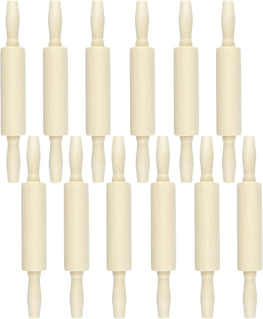 12 Pack Wood Small Rolling Pin for Kids, 7.9 Inch Kids Rolling Pin for Home Kitchen (7.9 Inch)