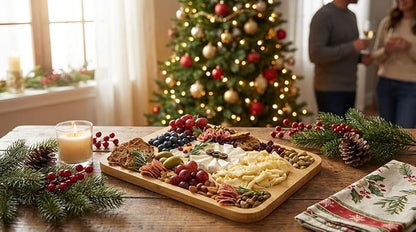 Farberware Build-A-Board Snowman Shaped Bamboo Serving Board with Clear Lid, Make and Take Holiday Charcuterie and Dessert Tray