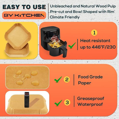 BYKITCHEN Small Air Fryer Liners for 1 to 3 QT Airfryer, 5.5in Mini Airfryer Parchment Paper Sheet, Compatible with CHEFMAN 2 Quart, Cosori 2.1QT, Dash 2.6Qt, Instant Pot Vortex 2QT Airfryer (120PCS)