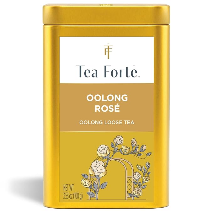 Tea Forte Oolong Rose Premium Loose Leaf Caffeinated Tea Blend Canister, Makes 35-50 Cups