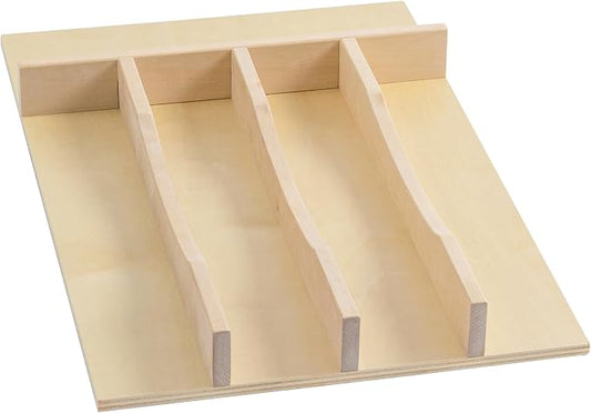 WelFurGeer Solid Birch Wood Silverware Drawer Organizer, Wooden Cutlery Drawer Organizer, Utensil Tray for Kitchen Drawers, Kitchen Utensil Organizer for Silverware, Flatware, Spoons, Forks, Knives