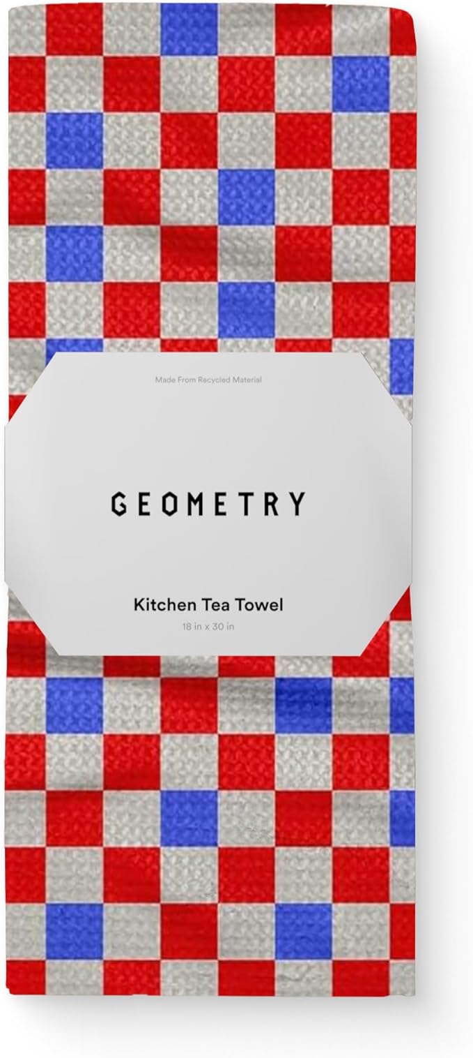 GEOMETRY Kitchen Towels - Quick Dry, Absorbent Microfiber Dish Towels for 4th of July, Memorial Day, Veterans Day, and Holiday Decor - Red, White, and Blue- Patriot Picnic