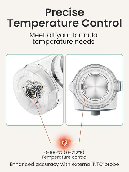 GROWNSY Baby Instant Warmer, Glass Water Boiler with Accurate Temperature Control for Formula, Coffee and Tea, 1.2 Liter Electric Kettle with LCD Display and Timer