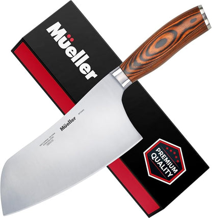 Mueller Cleaver Knife 7 Inch, Ultra Sharp German High Carbon Steel Vegetable Meat Cleaver, Multifunction Chopper Butcher Knife for Home Kitchen and Restaurant